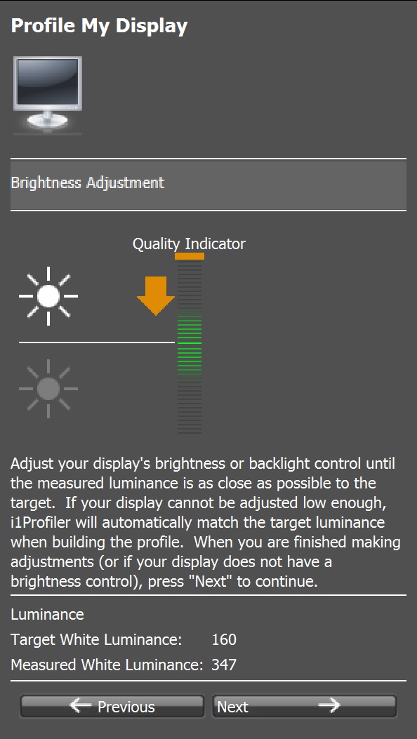 Brightness check i1 Profiler